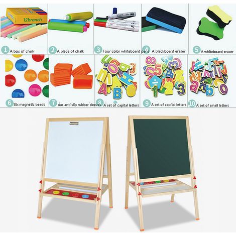 Aqrau Planche à dessin double face en bois pour enfants vert 57 55 148cm (1/4)