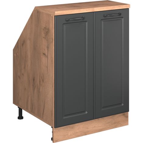 Mobile sottotetto Rion, Antracite rustico, 60 x 81.6 cm con 2 porte, carcassa 60 cm profondità, Vicco (1/5)