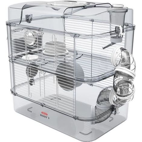 Zolux – Cage pour rongeur sur 2 étages – Habitat évolutif pour hamster, gerbille, souris – Dimensions L 41 x p 27 x h 40,5 cm – Parois transparentes