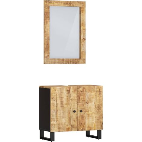 Ensemble de meubles salle de bain 2 pcs bois de manguier massif (1/5)