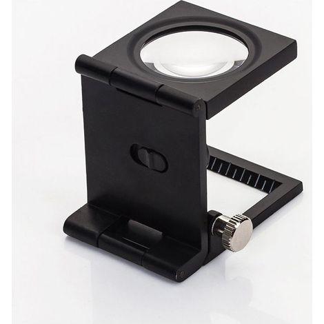 Mini-Faltlupe mit drei Schirmen, 10-fache Vergrößerung, Zinklegierung, mit Skala, für Schmuck, optische Werkzeuge und Textilien, 28 mm (1/2)