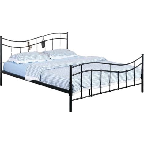 Letto ODETTE 140x200 cm – Metallo nero – Rete inclusa – Eleganza e robustezza