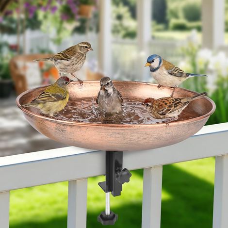Bac à Oiseaux à Pince Hivernal en Métal pour Jardin et Balcon, Grand Bain d’Oiseaux avec Base à Pince pour Rampes Balcons, Résistant au Gel, Abreuvoir et Mangeoire Oiseaux Sauvages, Montage Facile (1/5)