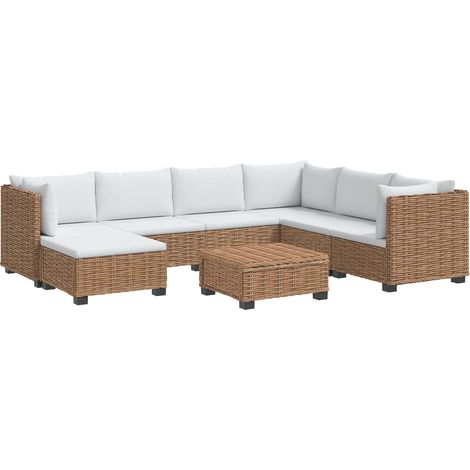 8 Stk. Rattan-Lounge-Set mit Kissen GENDT Naturrattan Natur vidaXL (1/5)