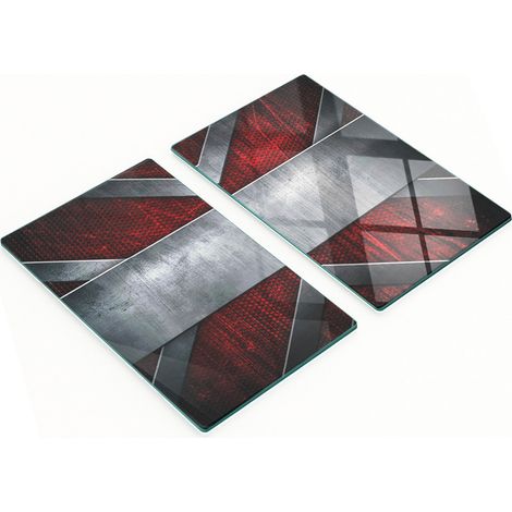 Juego de dos tablas de cocina decorativas de vidrio con dise帽o met谩lico, 2x30x52 cm.