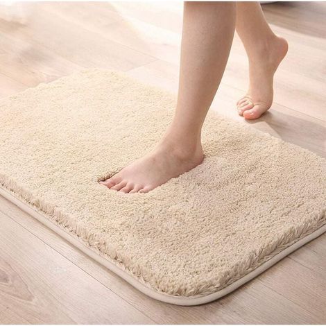 Tapis de sol en peluche tapis de porte d'entrée épaissi (beige 50x80cm),Pour toilettes, toilettes, etc. (1/5)