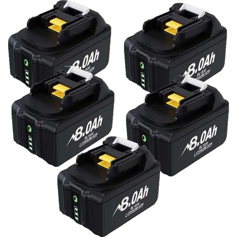 Akku für Elektrowerkzeuge, 8000 mAh Kapazität, kompatibel mit BL1830, 5 Stück 8,0 Ah (1/2)