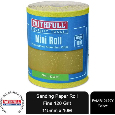 Aluminium Oxide Sanding Paper Roll Yellow 115Mm X 10M 120G