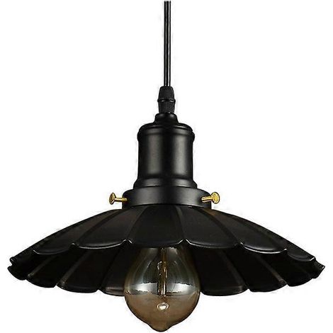 Landhaus-Retro-Kronleuchter aus Schmiedeeisen, kreative UFO-Beleuchtung, schlichter Schirm-Kronleuchter, schwarz (ohne Leuchtmittel) (1/4)