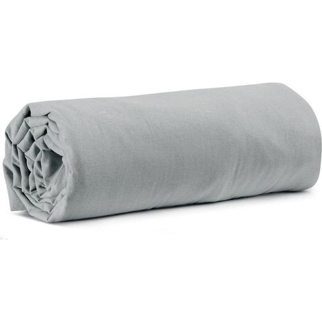 Drap Housse 180x200 cm pour Lit 2 Personnes - Grand Bonnet 30 cm - Coloris Gris Clair - PANGIVO (1/3)