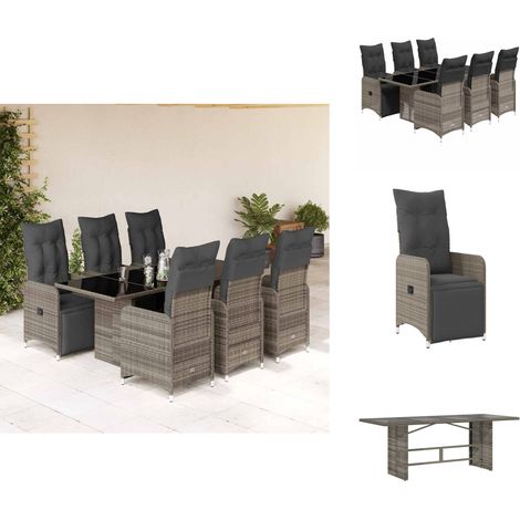 7-tlg. Garten-Bistro-Set mit Kissen Grau Poly Rattan - Bistro Set - Bistro Sets - Bistroset - Garten Bistro Set (1/5)