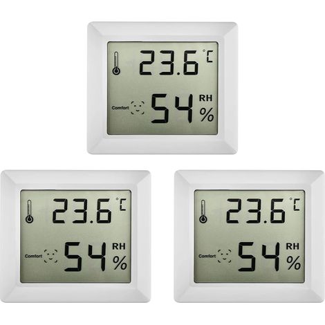 Thermomètre-hygromètre numérique, thermomètre d'ambiance, lot de 3, pour l'intérieur (chambre, bureau, serre). (1/5)
