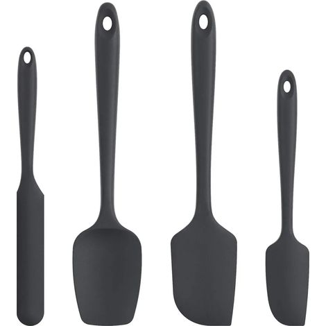 Ensemble de 4 spatules et racloirs à pâte en silicone, spatule en caoutchouc antiadhésif résistante à la chaleur jusqu'à 315 °C, conception monobloc sans soudure pour la cuisson, la pâtisserie et le m (1/5)