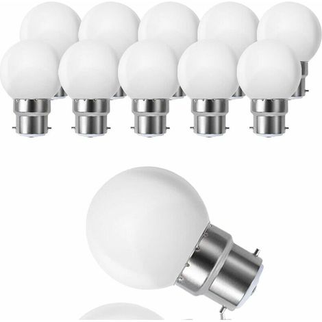 VURAHOME - Lot de 10 Globes LED B22 G45, Blanc Chaud 3500K, 3W G45, 180lm, Boîtier en Polycarbonate Mat, Non Dimmable [Classe énergétique G] (1/5)