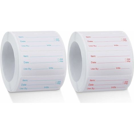 Rolls 1000 Pieces Soluble Food Labels Canned Food Labels Removable Food Stickers for Home or Restaurant Canned Food, Rotating, Red and Blue 2550mm (1/5)