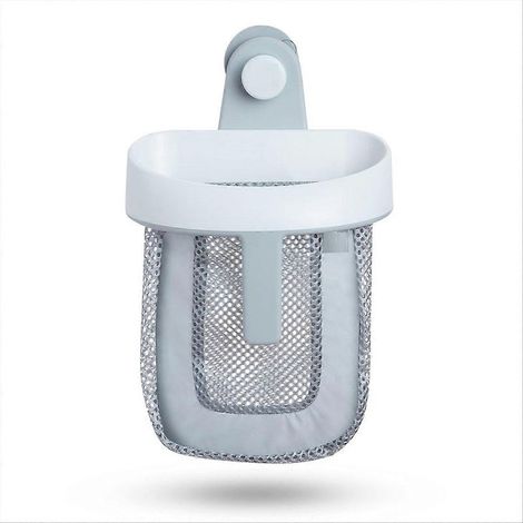 Rangement suspendu pour jouets de bain, filet à séchage rapide, design blanc et gris, pratique pour la salle de bain (1/5)