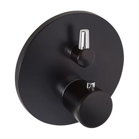 Balance mitigeur bain-douche thermostatique à encastrer, noir mat chromée