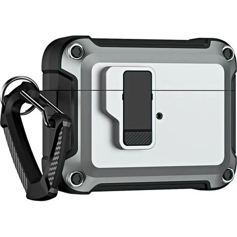 Funda protectora para AirPods 4 Pro con mosquetón - Gris