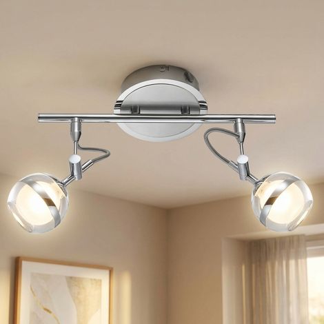 Lampada da soffitto a LED, faretto da soffitto, lampada da soggiorno, faretti orientabili, argento cromato (1/5)