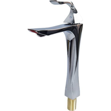 Robinet de Lavabo Haut en Alliage de Zinc avec Bec Effilé - Mitigeur Mécanique Eau Chaude/Froide pour Vasque à Poser, Design Torsadé Élégant avec Aérateur Anti-éclaboussures-Alovez (1/5)