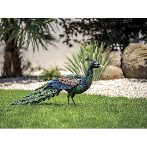Peacky pavo real decorativo estilizado en metal - 94 x 28 x 2 cm NORTENE (1/2)