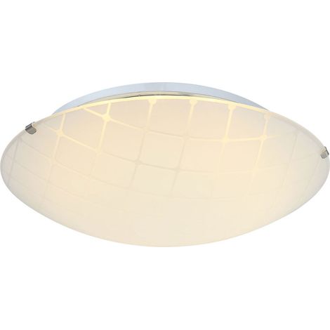 Plafoniera plafoniera soggiorno luce sala da pranzo lampada soggiorno cromo vetro opale, LED 12W 900Lm bianco neutro, DxH 30x10cm