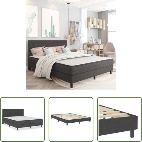 Matratze - Boxspringbett Dunkelgrau Stoff 160x200 cm (1/5)
