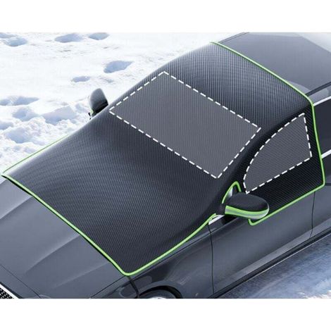 Voiture Tissu Oxford, XU, Protection Anti-Neige Anti-Givre Anti-Frost Hivernale, Semi-Housse Automobile Universelle Bordure Verte, Noir, Saisons contre Pluie, Soleil, Poussière, Emballage Sable - KZQ (1/4)