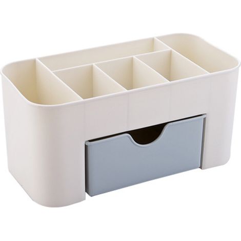 Multifunktionaler Kosmetik-Organizer aus PP mit Fächern und Schublade, blau, tragbares Modell 20 x 10 cm, 6 Fächer für Kosmetik und Accessoires (1/5)