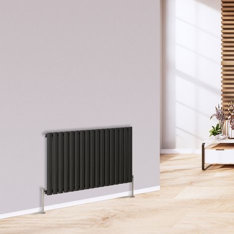 Warmehaus Horizontal Radiator Oval Single Anthracite 600 x 1004mm (1/5)