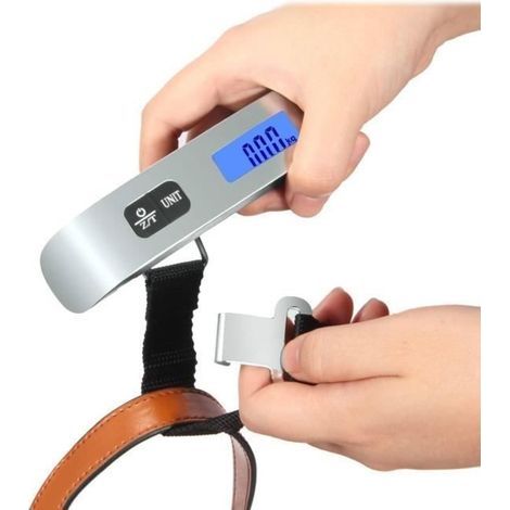 Elektronische Gepäckwaage/Tragbare Digitalwaage/Reisewaage/Hängewaage, max. 50 kg, mit blau hinterleuchtetem LCD-Display, grau (1/4)