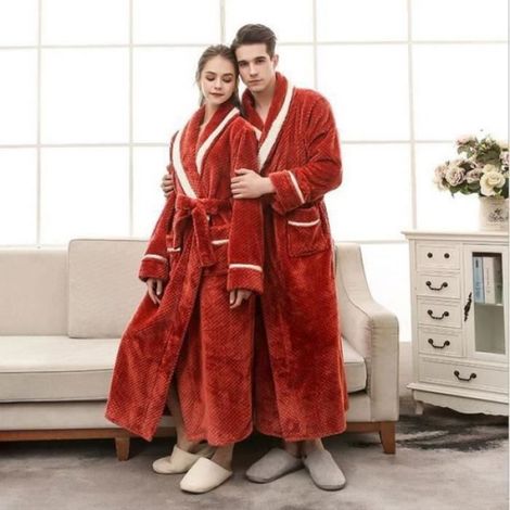 PEIGNOIR - SORTIE DE BAIN HORS PUERICULTURE 1PCS Peignoir de Bain pour Femme et Homme avec tailleXXXL Brun rouge (1/3)