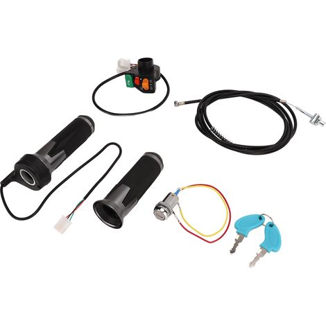 Kit de poignée d'accélérateur antidérapante, durite de frein à tambour, contacteur d'allumage et clé pour vélo électrique et scooter. (1/5)