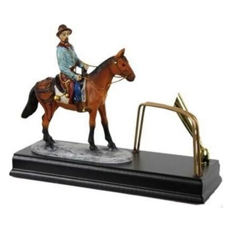 Statue de cheval avec porte-monnaie et porte-stylo en métal et bois