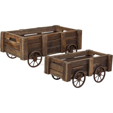 Set 2 cajones de madera marrón 53x31,5x22-44x23,5x19h cm