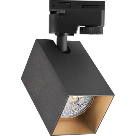 Spot rail carré noir/or GU10 dimmable Polux 321756 (1/5)