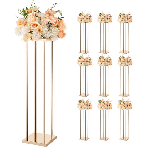 VEVOR Hochzeitsblumenständer 200x200x800 mm, 10 Stk. Blumenhocker mit Metallablage & zylindrischen Beinen, Pflanzenhocker für Hochzeiten, Partys, Geburtstage, Zuhause, Tischdekorationsständer