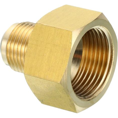 Connecteur Évasé Femelle 1/4" x 1/2" Mâle, Adaptateur en Laiton SAE à 45 Degrés, Raccord de Tuyau pour Conduite Gaz d'Air, Réfrigération, CVC - 3/4 pouce Female Flare 1/2 Male (1/5)
