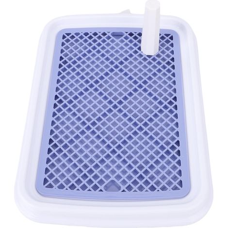 Bac à litière pour chien avec clôture haute, anti-odeurs, facile à nettoyer, en plastique bleu, support pour tapis de propreté pour petits chiens (1/5)