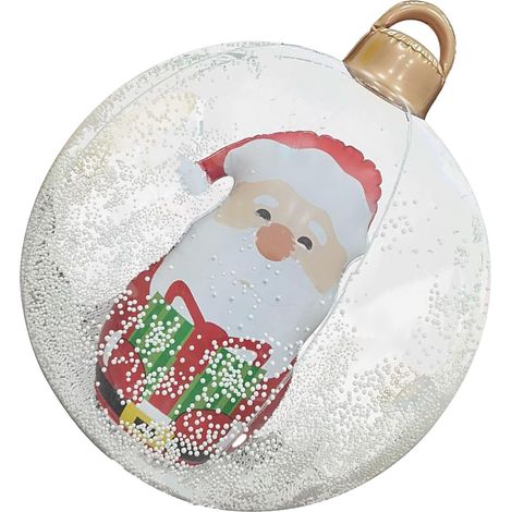 Boule de Noël gonflable de 60 cm avec LED, géante, lumineuse, décorée, en PVC transparent, pliable, avec télécommande, décoration extérieure pour les fêtes de fin d'année. Père Noël. (1/5)
