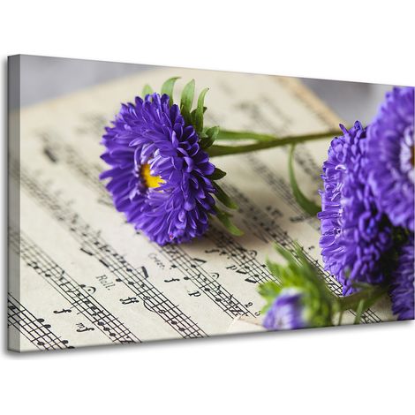 Leinwanddruck „Musikblume auf der Partitur“ 100x60