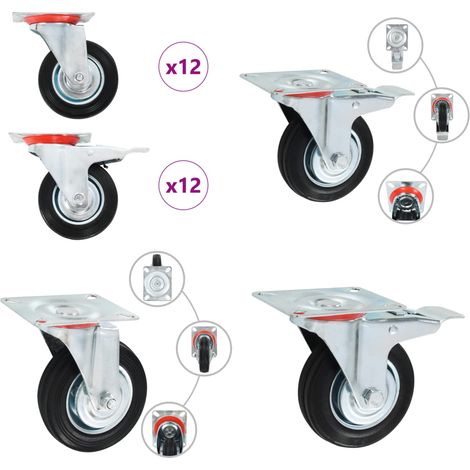 24 pcs Roulettes pivotantes 100 mm - Roulettes Pivotantes - Roulettes De Chariot - Roues Mobiles - Accessoires Meuble - Manutention - Home & Living (1/5)