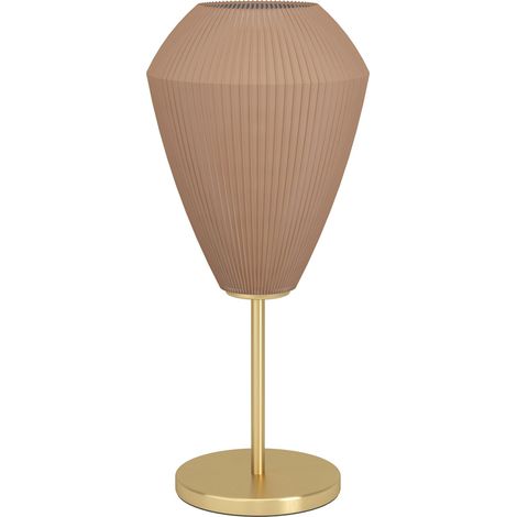 EGLO Tischlampe Caprarola, elegante Nachttischlampe, Tischleuchte aus Metall in Messing und satiniertem Glas in Sandfarben, Tisch-Lampe für Wohnzimmer und Schlafzimmer, E27 Fassung