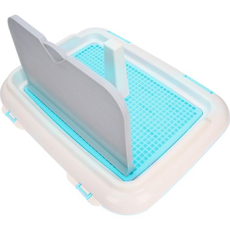 Toilettes d'intérieur pour chien, toilettes pour chiot, barrière anti-fugue pour chat, bac à litière pour chien à miction programmée, bleu (1/5)