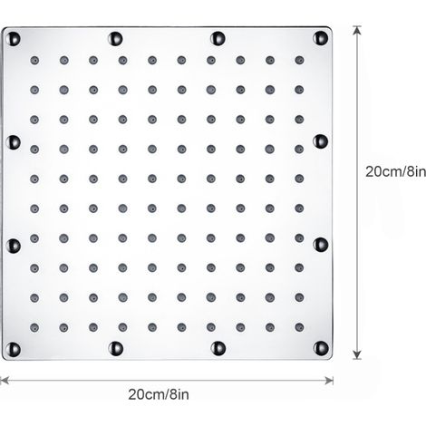 Pommeau de douche carré à effet pluie LED 8 pouces avec capteur de température et changement de couleur RGB automatique pour salle de bain (1/5)