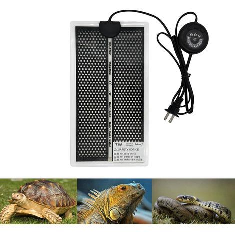 Heizmatte für Reptilien mit 7-Tasten-Temperaturregelung, Heizmatte für Terrarienböden für Reptilien, Schildkröten, Schlangen, Echsen, Geckos, Frösche, Einsiedlerkrebse und andere Kleintiere, 7-Watt-He (1/4)