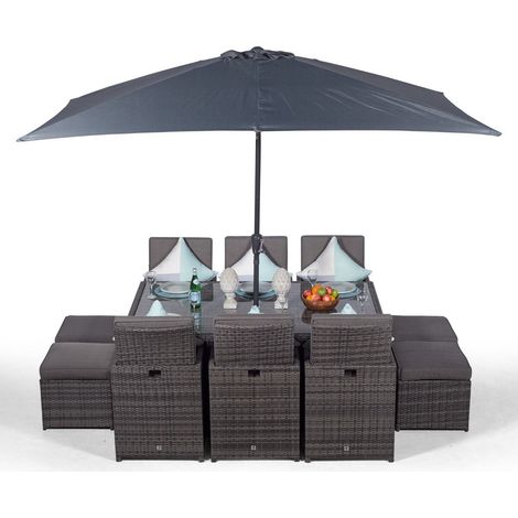 Giardino 6 Seater Rattan Cube Dining Set - Grey (1/5)