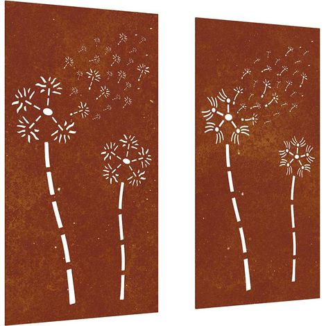 Garden Wall Decorations 2pcs 105x55cm Corten Steel Flower Design vidaXL