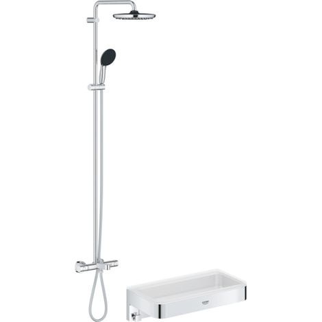 Colonne bain douche thermostatique GROHE Vitalio Start System chromé + Panier douche Start Cube