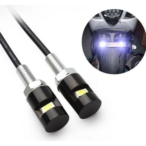 Lot de 2 feux de plaque d'immatriculation, étiquette d'immatriculation à vis, ampoule LED blanche 12 V, étanche/anti-pluie (1/4)
